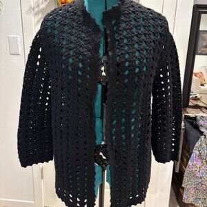 Pure wool hand made black cardigan size M